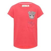 Girls Pink pug love pocket detail short sleeve top - Pink