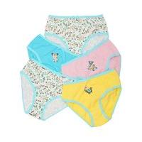 Girls 100% cotton multi-coloured butterfly print turquoise elasticated trim briefs five pack - Multicolour