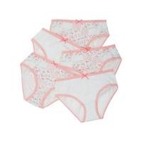 Girls 100% cotton multi-coloured patchwork print pink elasticated trim briefs five pack - Pink