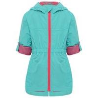 girls longline turn up long sleeve shower resistant neon zip hooded ma ...