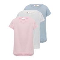 Girls 100% cotton short sleeve plain pink blue and white crew neck classic t-shirt three pack - Multicolour