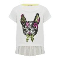 girls kite and cosmic cotton blend white short sleeve sequin french bu ...