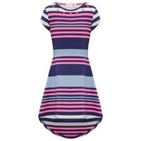 girls cotton multi coloured short sleeve stripe pattern pink oval gems ...