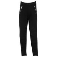 Girls black full length pull on jersey silver zip side biker leggings - Black