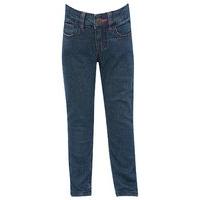 Girls full length dark wash pink stitch everyday slim fit soft stretch jeans - Dark Denim