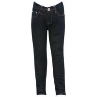 Girls Cotton rich stretch Full length elasticated waist pink stitch Dark wash denim jeans - Dark wash