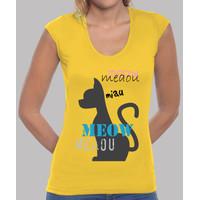 girl t shirt yellow v meaou design