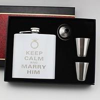 Gift Groomsman Personalized 4 Pieces White Stainless Steel 6-oz Flask in Gift Box