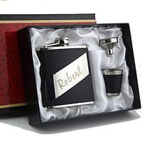 Gift Groomsman Personalized 4-pieces Quality Stainless Steel 6-oz Flask Gift Set