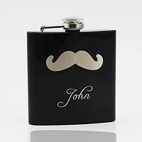 gift groomsman personalized black stainless steel 6 oz flask beard