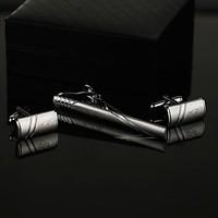 Gift Groomsman Personalized Matte Color Cufflinks and Tie Clip Sets with Gift Box