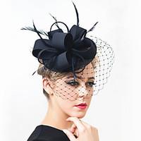 Girl Wedding Party Satin Feather Net Clip Headband Fascinator SFC12517 (more colors)