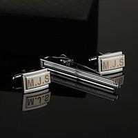 Gift Groomsman Personalized Engraved Cufflinks and Tie Clip Sets