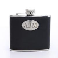 Gift Groomsman Personalized Simple Black 5-oz Flask