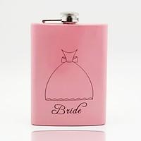 Gift Groomsman /Bridesmaid Personalized Pink Stainless Steel 8-oz Flask Bride