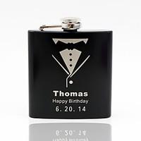 gift groomsman personalized black stainless steel 6 oz flask