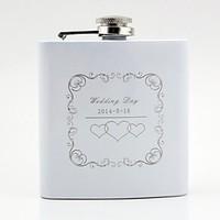 Gift Groomsman Personalized White Stainless Steel 6-oz Flask Wedding Day