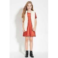 Girls Lasercut-Trimmed Faux Suede Dress (Kids)