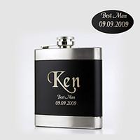 Gift Groomsman Personalized Black Stainless Steel Flasks 6-oz Flask