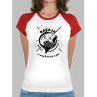 girl, baseball style red and white logo black