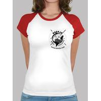 girl, baseball, white and red logo style black heart