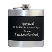 Gift Groomsman Personalized Black Stainless Steel 6-oz Flask