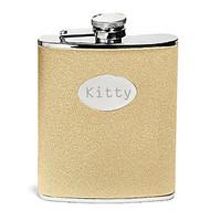 Gift Groomsman Personalized Gold Leatherette 8-oz Flask