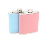 Gift Groomsman /Bridesmaid Groom/Groomsmen Stainless Steel 6 oz Leather Hip Flask (More Color)