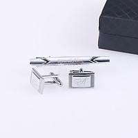Gift Groomsman Personalized Oval Cufflinks And Tie-bar