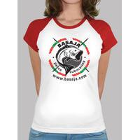 girl, baseball style black white and red logo ikurriña handi