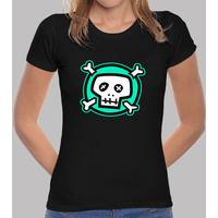 girl t-shirt green skull