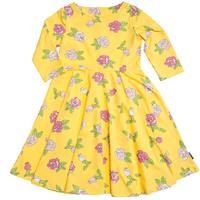 girls floral spin dress yellow quality kids boys girls