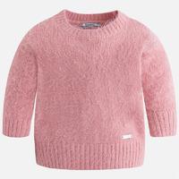 girl jumper with round neckline and faux fur mayoral