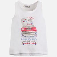 girl print tank top with applique mayoral