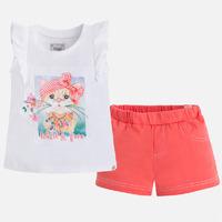 girl denim shorts and short sleeve t shirt mayoral