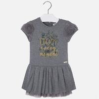 girl short sleeve dress in fleece and tulle mayoral