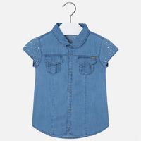 girl denim style blouse with rivets mayoral