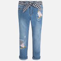 Girl denim long trousers with sash Mayoral