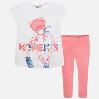 girl cropped leggings and t shirt with strass and rivets mayoral