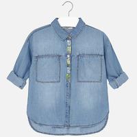 Girl long sleeve denim blouse with applique Mayoral