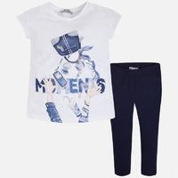 Girl cropped leggings and t-shirt with strass and rivets Mayoral