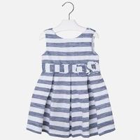 Girl striped dress with flower applique on waist Mayoral