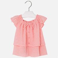 Girl short sleeve blouse with embroidered crepe Mayoral
