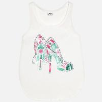 girl print tank top with back opening mayoral