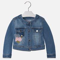 girl round neck denim jacket with embroideries mayoral