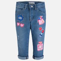 Girl denim cropped trousers with patches Mayoral