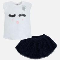 Girl ruffled skirt and short sleeve print t-shirt Mayoral