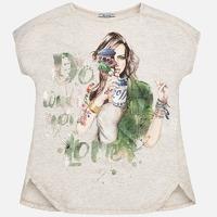 Girl print t-shirt with applique and openings Mayoral