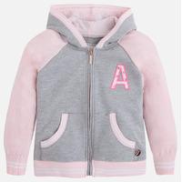 girl hoodie with applique and rib knit mayoral