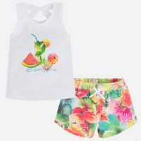 girl floral shorts and tank top with print mayoral